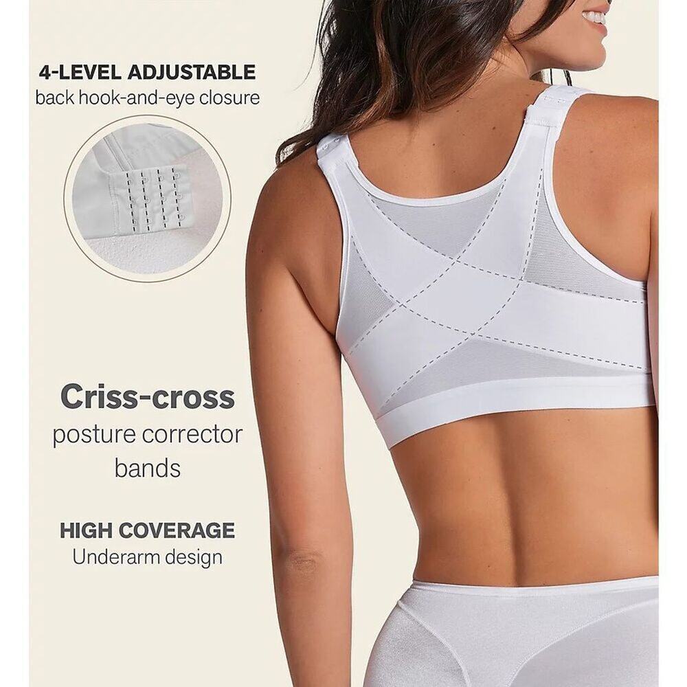 Leonisa Posture Corrector Back Support Wireless Bra Sport Black 34B - Picture 4 of 7